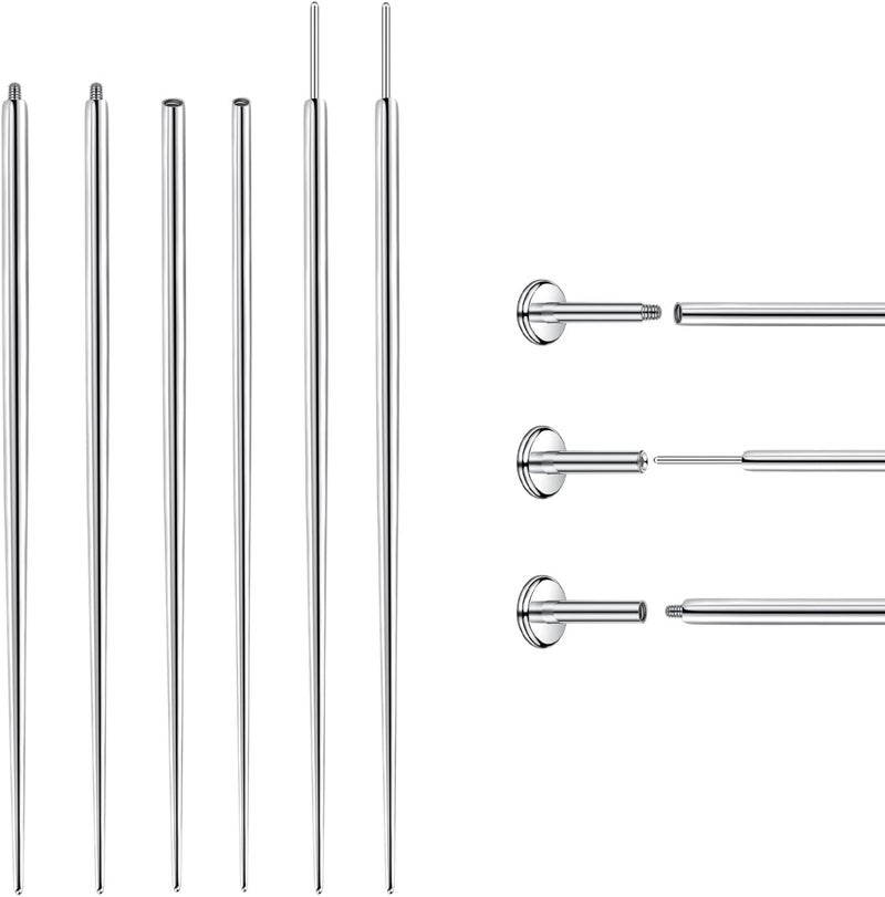 VOJO Piercing Ball Grabber Tool Kit 16G,18G Stainless Steel Flat Back Earrings Applicator with Threaded & Threadless Insertion Pins for Ear Nose Lip Body Jewelry Changes - Image 1